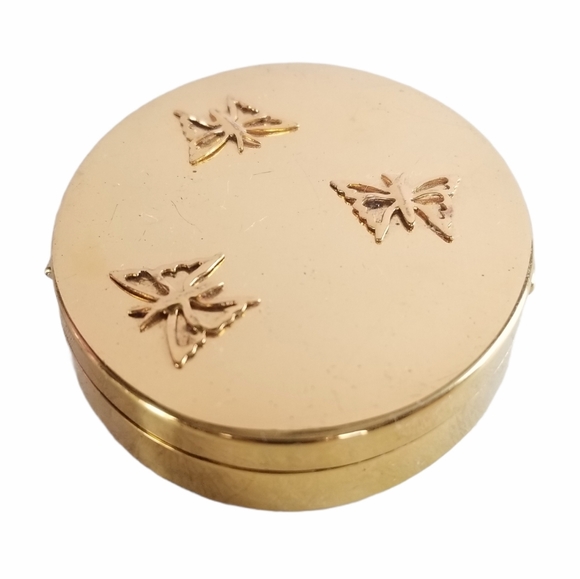 Vintage Mid Century 1940s Kotler & Kopit Brass Butterfly Mirrored Puff Compact - Picture 8 of 16